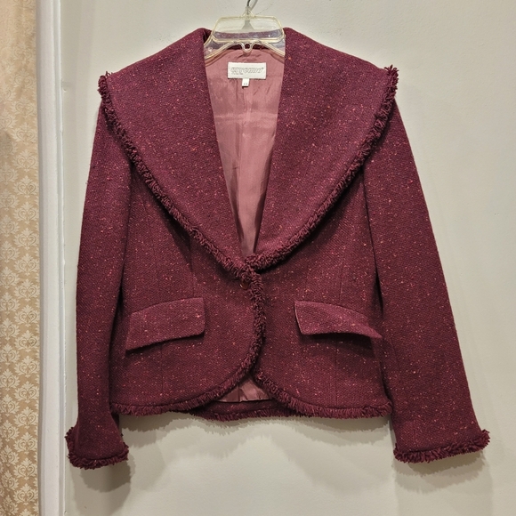 Italian Designer Erreuno Vintage Wool French Style Bouclé Blazer - Sz 44 EU - Picture 1 of 9